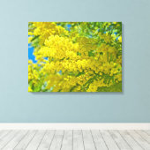 Mimosa Gele Bloem Bloemige Botanische Fotografie Canvas Afdruk (Insitu (Houten vloer))