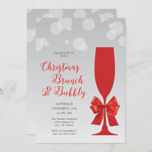 Mimosa Glass Christma Brunch en Bubble Invitation Kaart