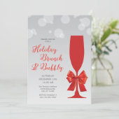 Mimosa Glass Holiday Brunch en Bubbly Uitnodiging (Staand voorkant)