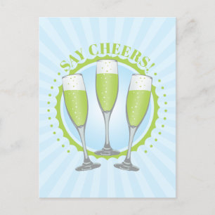 Mimosa Green Champagne Glasses Briefkaart