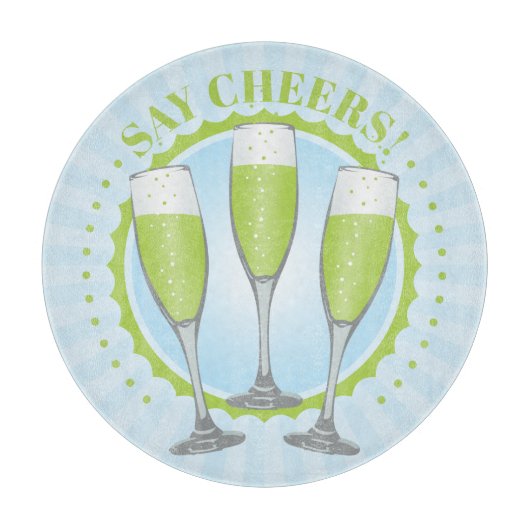 Mimosa Groene Champagne Glazen Snijplank (Voorkant)