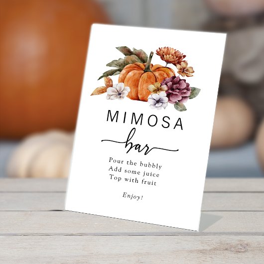 Mimosa Herfst Bar Teken Reclamebord Met Voetstuk