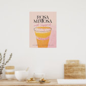 Mimosa Homebar: Een roze Retro Cocktail-Poster Poster (Keuken)