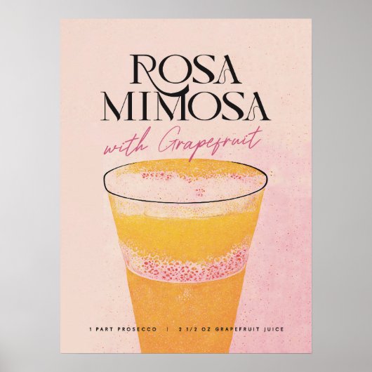 Mimosa Homebar: Een roze Retro Cocktail-Poster Poster (Voorkant)