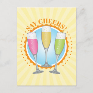 Mimosa Kleurrijke Champagne Glazen Ansichtkaart Briefkaart