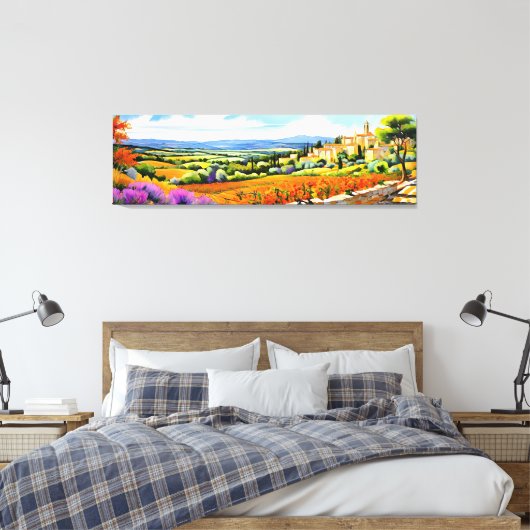 "Mimosa Lumière" Breed landschap Provence Canvas Afdruk (Insitu (Slaapkamer))