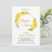 Mimosa Lush Flowers Bridal Shower Invitation Kaart (Staand voorkant)