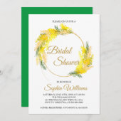 Mimosa Lush Flowers Bridal Shower Invitation Kaart (Voorkant / Achterkant)