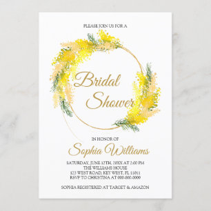 Mimosa Lush Flowers Bridal Shower Invitation Kaart