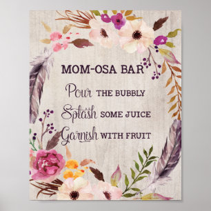 Mimosa Momosa Bar Rustic Floral Baby shower Poster