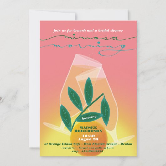 Mimosa Morning Bridal Brunch Uitnodiging (Voorkant)