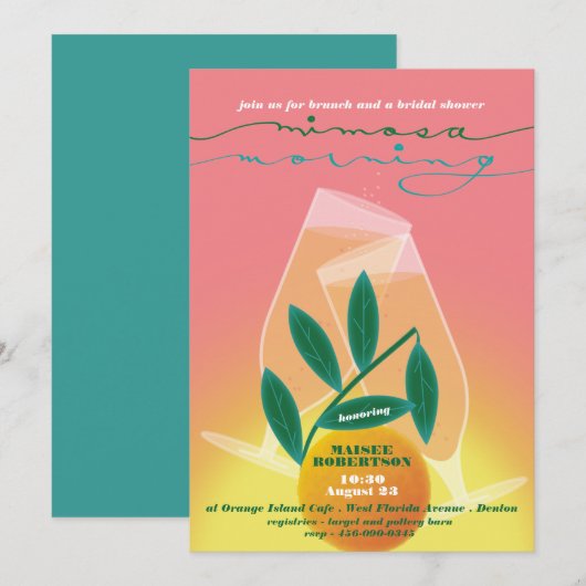 Mimosa Morning Bridal Brunch Uitnodiging (Voorkant / Achterkant)