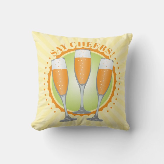 Mimosa Oranje Champagne Glasses Kussen (Voorkant)