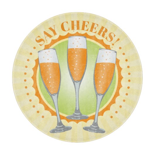 Mimosa Oranje Champagne Glasses Snijplank (Voorkant)