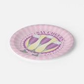 Mimosa Paarse Champagne Glasses Paper Borden Papieren Bordje (Gekanteld)