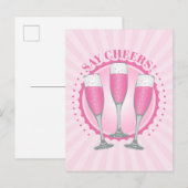 Mimosa Pink Champagne Glasses Briefkaart (Voorkant / Achterkant)