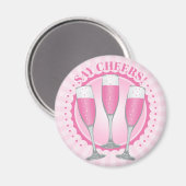 Mimosa Pink Champagne Glasses Magnet (Voorkant / Achterkant)