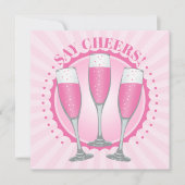 Mimosa Pink Champagne Glasses nodigt Kaart uit (Voorkant)