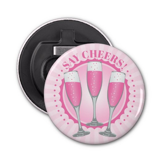 Mimosa Pink Champagne Glasses Open Button Flesopener (Voorkant)