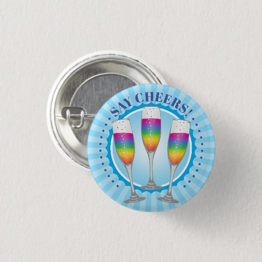 Mimosa Rainbow Champagne Glasses Button (Voorkant /achterkant)