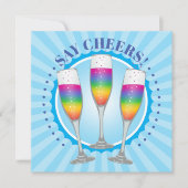 Mimosa Rainbow Champagne Glasses Invite Kaart (Voorkant)