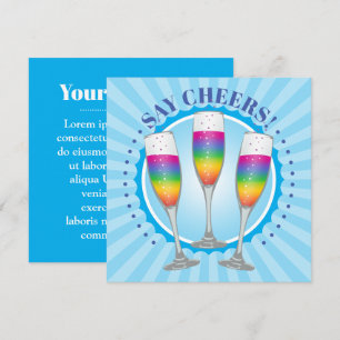Mimosa Rainbow Champagne Glasses Invite Kaart