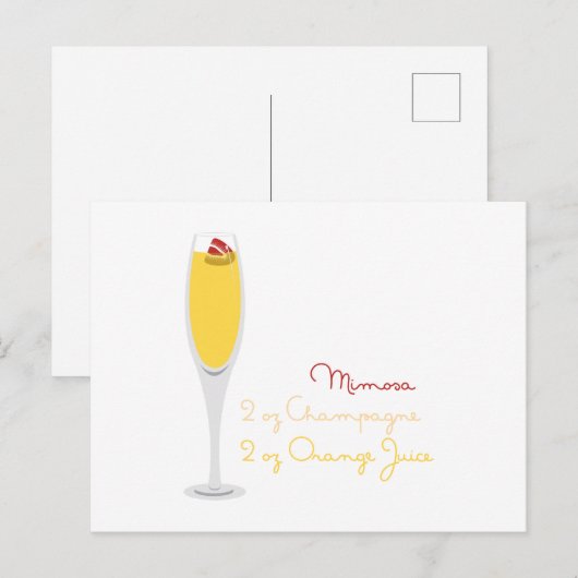 Mimosa Recipe Briefkaart (Voorkant / Achterkant)
