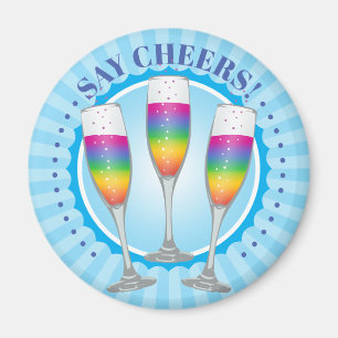 Mimosa Regenboog Champagne Glazen Magneet