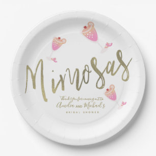 Mimosa Roze Bruidsdouche Bedankt Confetti Papieren Bordje