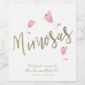 Mimosa Roze Bruidsdouche Bedankt Confetti   Wijn Etiket (Enkel label)