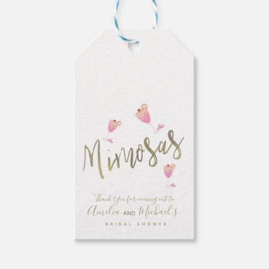 Mimosa Roze Vrijgezellenfeest Dank je Confetti Cadeaulabel (Voorkant)