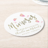 Mimosa Roze Vrijgezellenfeest Dank je Confetti Ronde Kartonnen Onderzetter (Gebogen)