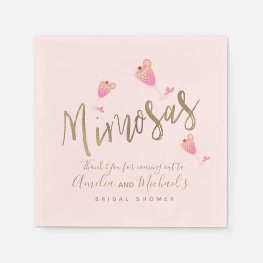 Mimosa Roze Vrijgezellenfeest Dank je Confetti Servet (Voorkant)
