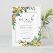 Mimosa Sinaasappel Brunch en Bubbly Vrijgezellenfe Kaart (Staand voorkant)