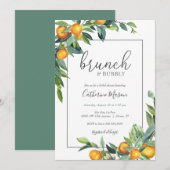 Mimosa Sinaasappel Brunch en Bubbly Vrijgezellenfe Kaart (Voorkant / Achterkant)