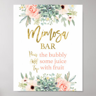 Mimosa-teken, succulent floraal teken poster
