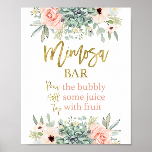 Mimosa-teken, succulent floraal teken poster (Voorkant)