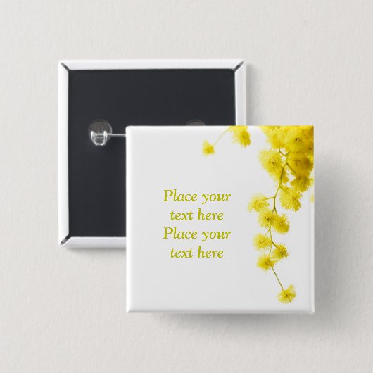 Mimosa Vierkante Button 5,1 Cm (Voorkant /achterkant)