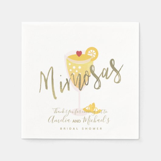 Mimosa Vrijgezellenfeest dank u goudgeel Servet (Voorkant)