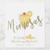 Mimosa Vrijgezellenfeest dank u goudgeel Wijn Etiket (Enkel label)