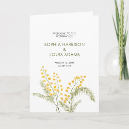 Mimosa waterverf bloemen bruiloft programma