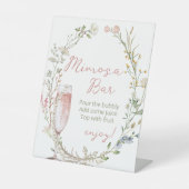 Mimosa Wildflower Bruidsbruiloft Reclamebord Met Voetstuk (Voorkant)