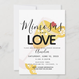 Mimosa Yellow Black Bridal Shower Invitation Kaart