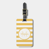 Mimosa Yellow Monogram en moderne dikke strepen Bagagelabel (Voorkant verticaal)