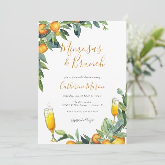 Mimosas Bruidsfeestje Kaart (Staand voorkant)