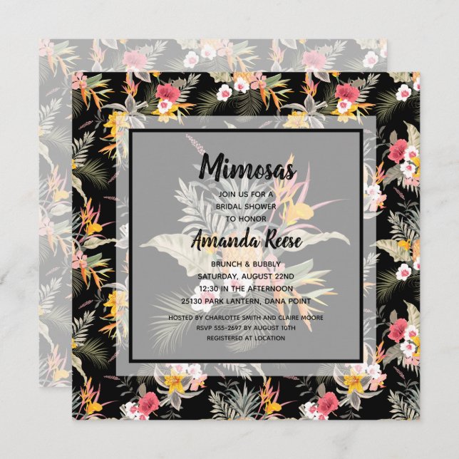 Mimosas Brunch en Bubble Bridal Shower Invitation (Voorkant / Achterkant)