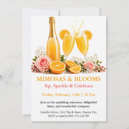 Mimosas en Bloemen - Champagne Brunchen Feest Kaart