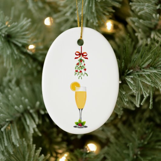 Mimosas en Mistletoe Kerstmis Keramisch Ornament (Boom)