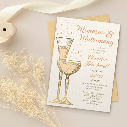 Mimosas Huwelijk Bruids Douche Uitnodiging