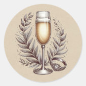 Mimosas & Huwelijk Ronde Sticker (Voorkant)